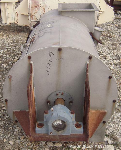 Used Strong Scott Turbulizer, Model T-30, 316 Stainless Steel. 30" diameter x 59" long non-jacketed chamber. 12" diameter shaft with 4 rows of (18) 9/16" wide x 3/8" thick x 3" long end blades welded...
