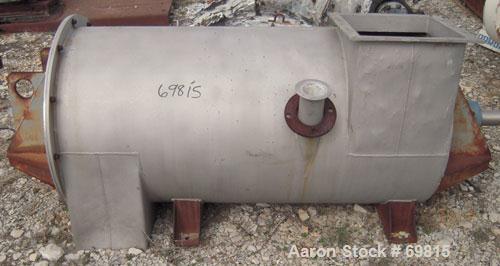 Used Strong Scott Turbulizer, Model T-30, 316 Stainless Steel. 30" diameter x 59" long non-jacketed chamber. 12" diameter shaft with 4 rows of (18) 9/16" wide x 3/8" thick x 3" long end blades welded...