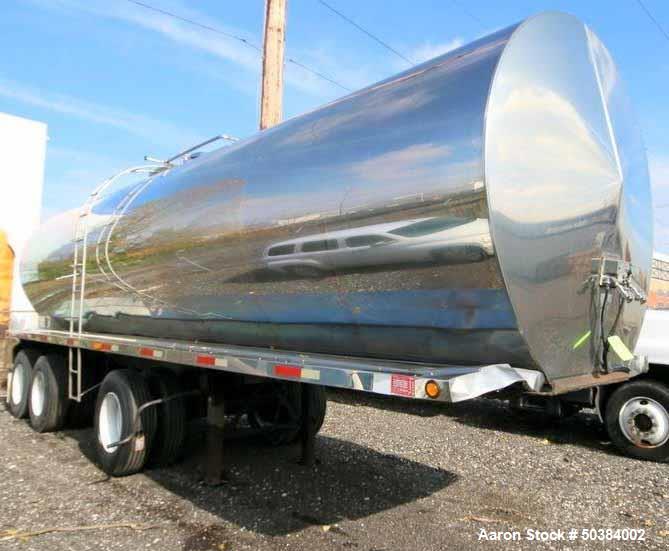 Used- Fruehauf 7,500 Gallon Stainless Steel Milk Tanker.