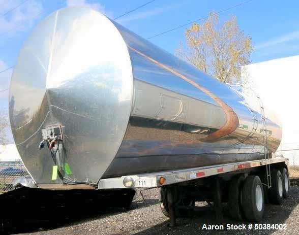 Used- Fruehauf 7,500 Gallon Stainless Steel Milk Tanker.