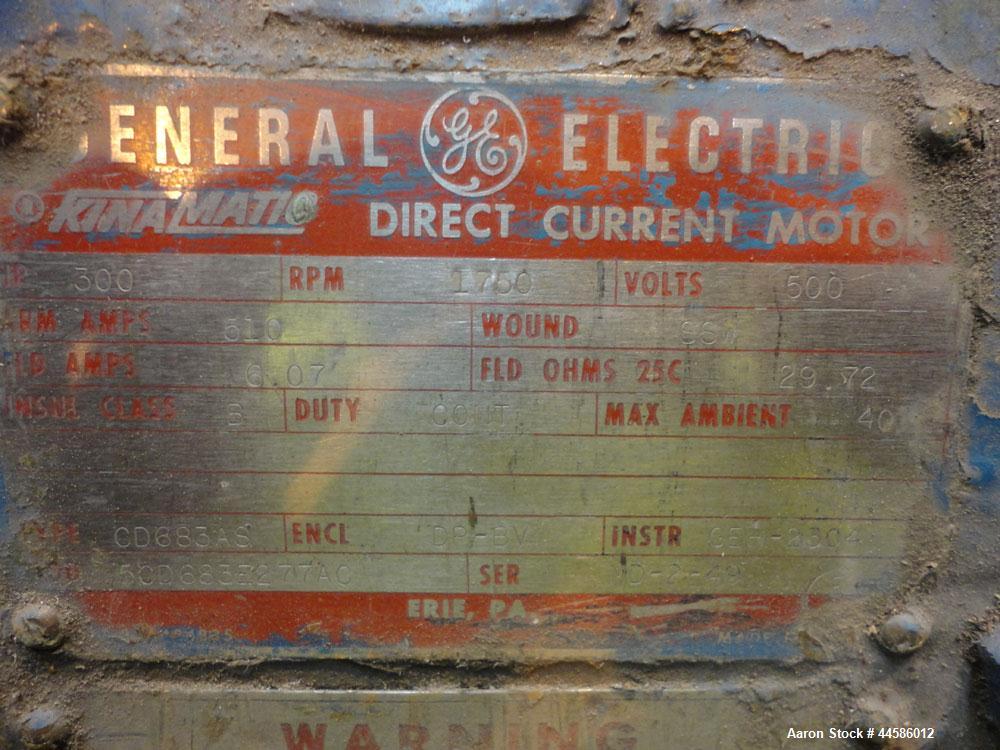 Used- General Electric 300 Hp DC Motor, Model 5CD683E277AC.  300 Hp, 500 volts, 1750 rpm.  Serial #MD-2-49.