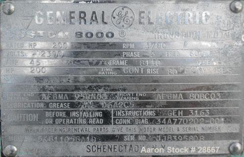 Used- General Electric Custom 8000 Motor, Model 5K811058A10. 200 HP, 3/60/2300 Volt, 1780 RPM. 8110 frame, type K, 45 Amp.