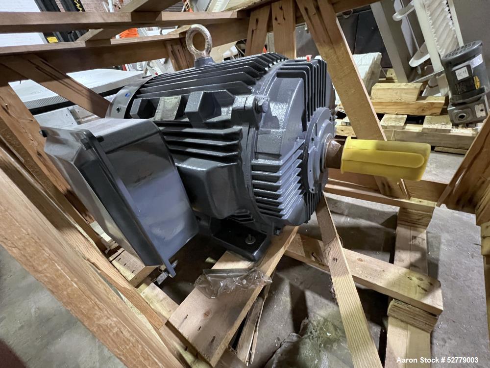 Unused- Leeson Globetrotter 100 HP Motor, Model UH 444TTFCD6086BB I. Rated 100hp (75kW) at 3/60/230/460 volt, 1190 rpm. Rated 75hp (56 kW) at 3/50/190/380 volt, 990 rpm. Cat# GT1047A. Frame 444T. Typ...