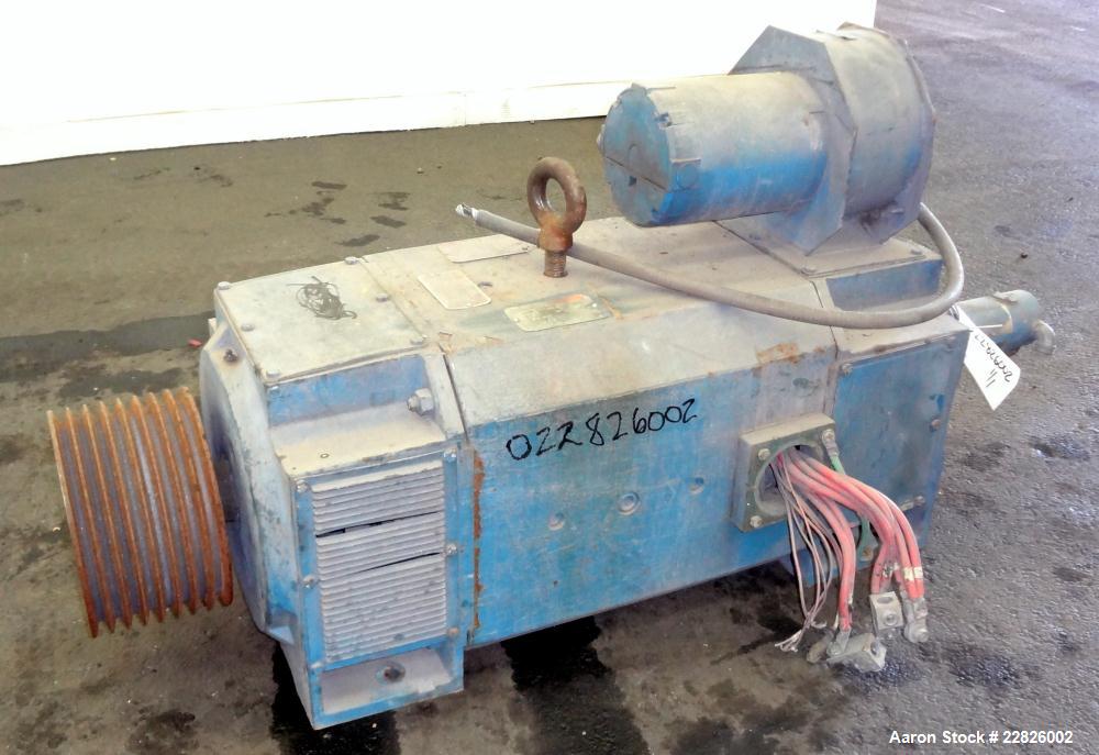 Used Reliance DC Motor. 150hp, 500 volts, 1750/2000 rpm. Frame LC32J2ATY. ID#1KSK09406J-QS. Includes an 8 belt sheave. Last used on a 110mm twin screw extruder.