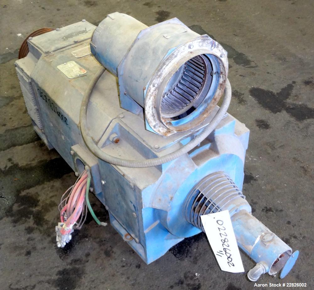 Used Reliance DC Motor. 150hp, 500 volts, 1750/2000 rpm. Frame LC32J2ATY. ID#1KSK09406J-QS. Includes an 8 belt sheave. Last used on a 110mm twin screw extruder.