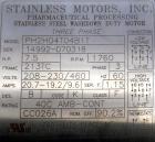 Used- Stainless Motors Inc. Pharmaceutical Stainless Steel Wash Down Series TEFC Motor, Model PH2H04T04B1T