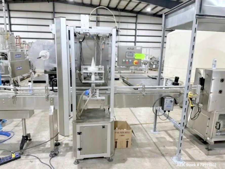 Used Terco Complete BOV Bag On Valve Aerosol Canning Line. Consists of: Garvey Stainless steel unscrambler, Garvey table top chain conveyor, Terco Rotary UTC gasser/crimper with TTV  product filler w...