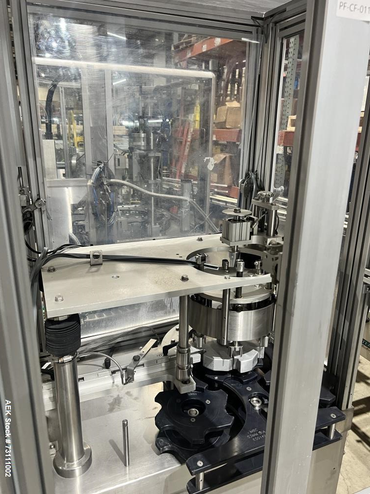 Used Terco Complete BOV Bag On Valve Aerosol Canning Line. Consists of: Garvey Stainless steel unscrambler, Garvey table top chain conveyor, Terco Rotary UTC gasser/crimper with TTV  product filler w...