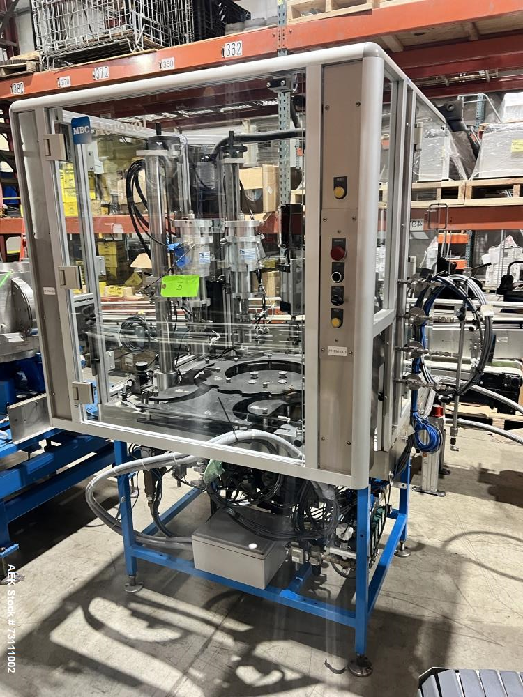 Used Terco Complete BOV Bag On Valve Aerosol Canning Line. Consists of: Garvey Stainless steel unscrambler, Garvey table top chain conveyor, Terco Rotary UTC gasser/crimper with TTV  product filler w...
