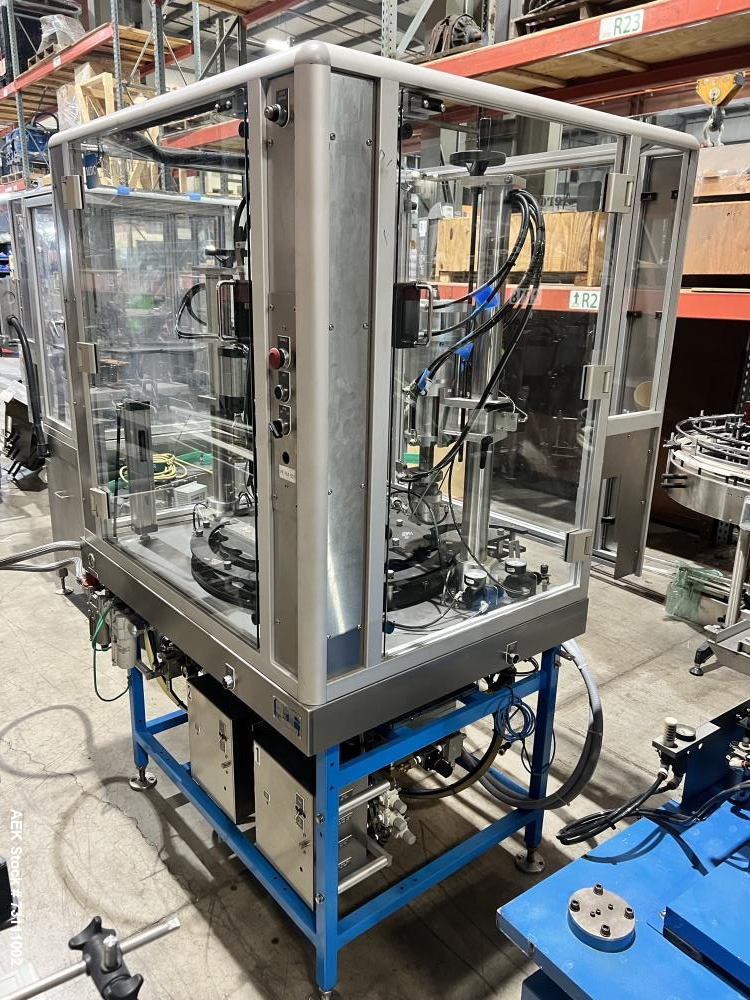 Used Terco Complete BOV Bag On Valve Aerosol Canning Line. Consists of: Garvey Stainless steel unscrambler, Garvey table top chain conveyor, Terco Rotary UTC gasser/crimper with TTV  product filler w...