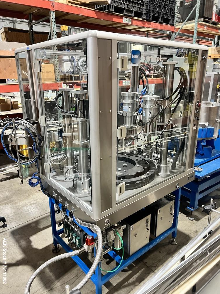 Used Terco Complete BOV Bag On Valve Aerosol Canning Line. Consists of: Garvey Stainless steel unscrambler, Garvey table top chain conveyor, Terco Rotary UTC gasser/crimper with TTV  product filler w...