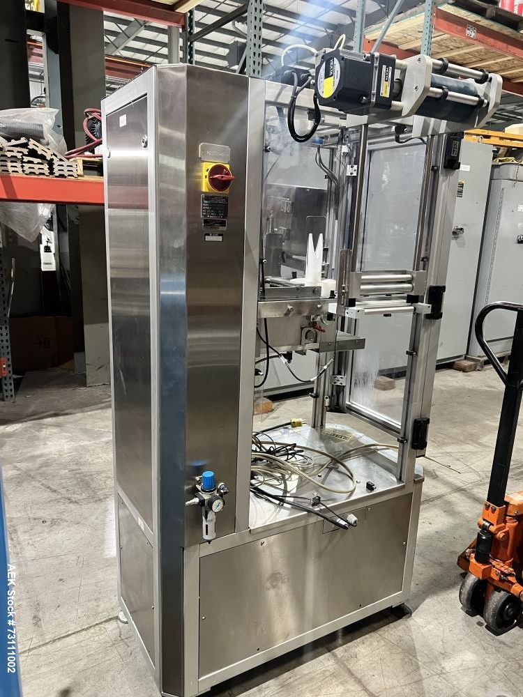 Used Terco Complete BOV Bag On Valve Aerosol Canning Line. Consists of: Garvey Stainless steel unscrambler, Garvey table top chain conveyor, Terco Rotary UTC gasser/crimper with TTV  product filler w...