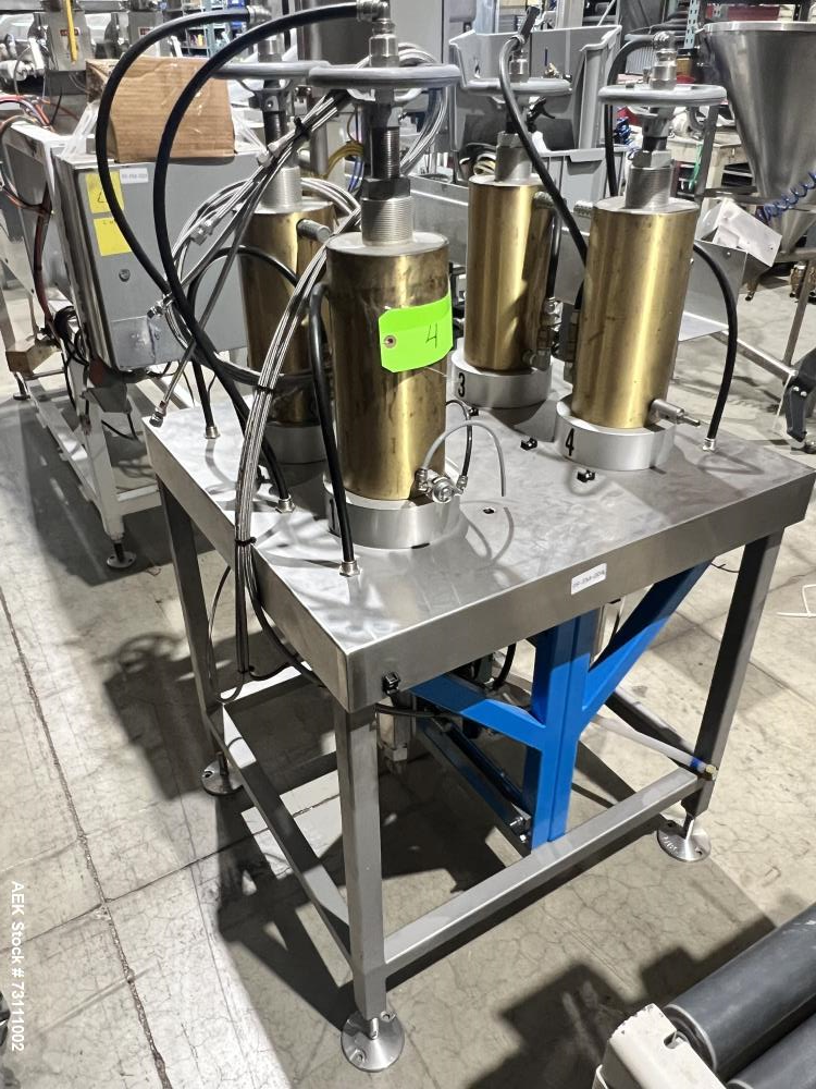 Used Terco Complete BOV Bag On Valve Aerosol Canning Line. Consists of: Garvey Stainless steel unscrambler, Garvey table top chain conveyor, Terco Rotary UTC gasser/crimper with TTV  product filler w...