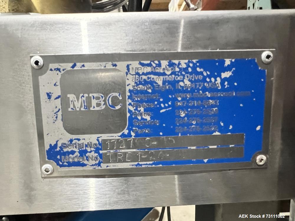 Used Terco Complete BOV Bag On Valve Aerosol Canning Line. Consists of: Garvey Stainless steel unscrambler, Garvey table top chain conveyor, Terco Rotary UTC gasser/crimper with TTV  product filler w...