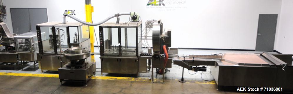 Used Terco SLDL Aerosol Can Filling Line. Capable of speeds up to 70 cans per minute. Has Terco Can Depalletizer with single lane discharge,  Mcbrady 100 orbital cleaner with steam injection Terco SL...