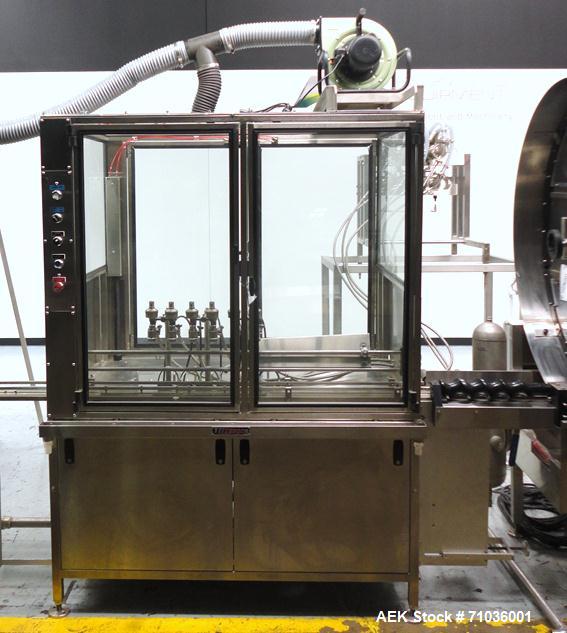 Used Terco SLDL Aerosol Can Filling Line. Capable of speeds up to 70 cans per minute. Has Terco Can Depalletizer with single lane discharge,  Mcbrady 100 orbital cleaner with steam injection Terco SL...