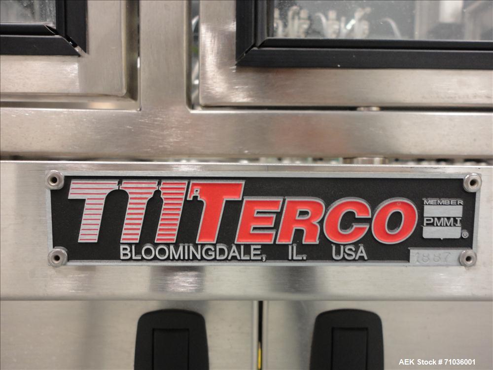 Used Terco SLDL Aerosol Can Filling Line. Capable of speeds up to 70 cans per minute. Has Terco Can Depalletizer with single lane discharge,  Mcbrady 100 orbital cleaner with steam injection Terco SL...