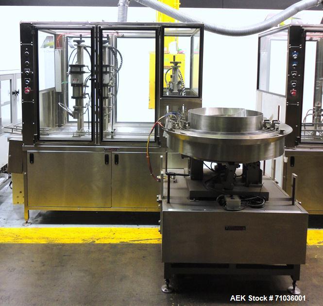 Used Terco SLDL Aerosol Can Filling Line. Capable of speeds up to 70 cans per minute. Has Terco Can Depalletizer with single lane discharge,  Mcbrady 100 orbital cleaner with steam injection Terco SL...