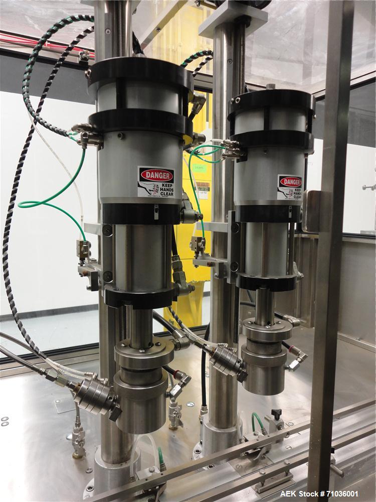 Used Terco SLDL Aerosol Can Filling Line. Capable of speeds up to 70 cans per minute. Has Terco Can Depalletizer with single lane discharge,  Mcbrady 100 orbital cleaner with steam injection Terco SL...