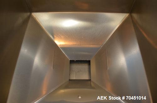 Used Haumiller Model S-Lasta Stainless Steel (6) Pocket Spray Tip Applicator. Single Hammer, 16” vibratory feeder bowl. Approximate 24” x 24” x 12” deep hopper. Allen Bradley Panel View 1000.