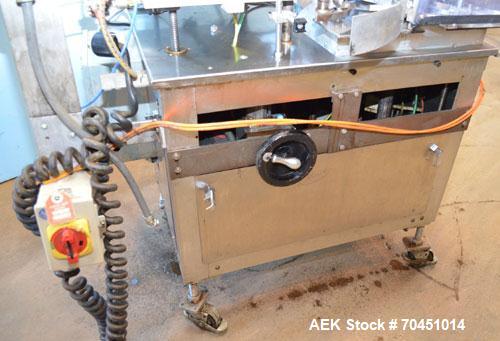Used Haumiller Model S-Lasta Stainless Steel (6) Pocket Spray Tip Applicator. Single Hammer, 16” vibratory feeder bowl. Approximate 24” x 24” x 12” deep hopper. Allen Bradley Panel View 1000.