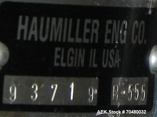 Used Haumiller Model Lasta Stainless Steel 6-Pocket Spray Tip Applicator. Machine is rated at up to 150 parts per minute. Single Hammer configuration 4.5" radius. Has a 16” vibratory feeder bowl. App...