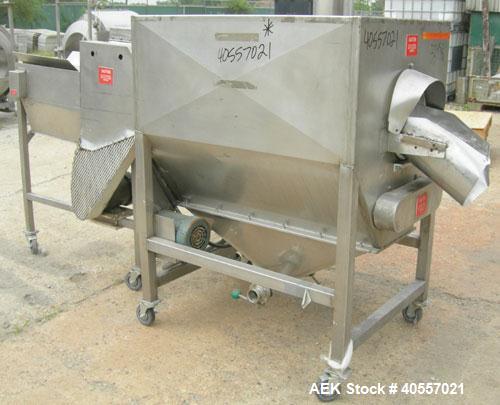 Used Product Saver bag breaker, 304 stainless steel. Approximately 12" wide x 48" long conveyor feed, 1 hp, 3/60/208-230/460 volt, 1730 rpm motor. Ideal for pouches up to 1 pound. (1) approximately 1...