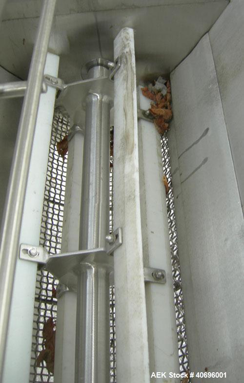 Used American Process Systems Filtered Bag Dump Work Station, Model D212/5248, Type FBD-200, 304 Stainless Steel. Dump area 42" wide x approximately 18" deep, hinged front door, product grate. Coned ...