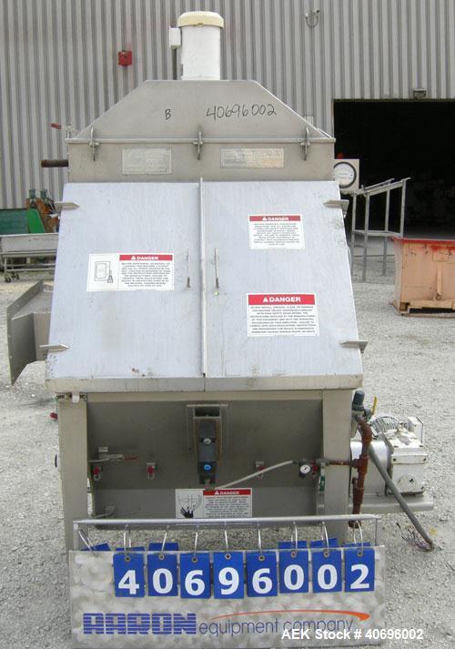 Used American Process Systems filtered bag dump work station, model D212/5250, type FBD-200.  304 stainless steel.  Dump area 42" wide x approximately 18" deep, hinged front door, product grate.  Con...