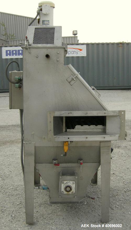 Used American Process Systems filtered bag dump work station, model D212/5250, type FBD-200.  304 stainless steel.  Dump area 42" wide x approximately 18" deep, hinged front door, product grate.  Con...