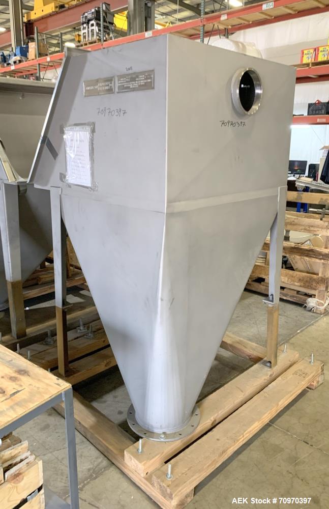 Unused- American Process Systems (Eirich Machine) Non Filtered Bag Dump Station, Model NFBD-200, 304 Stainless Steel. 46"wide x 27" tall opening. 12" Bottom Outlet, 8" diameter Tri-Clamp Ferrule,  Se...