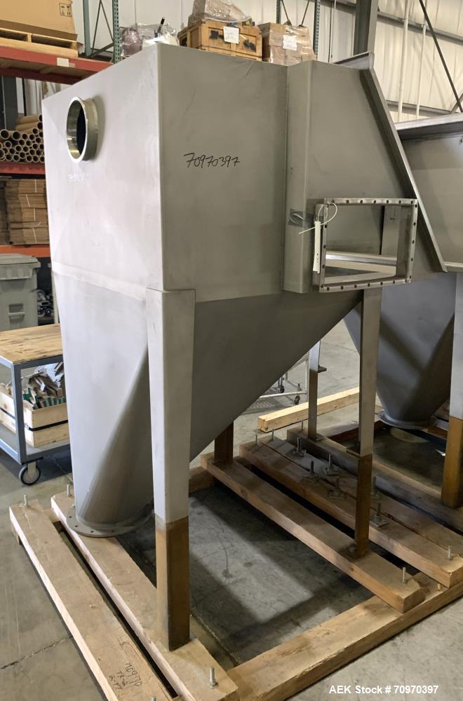 Unused- American Process Systems (Eirich Machine) Non Filtered Bag Dump Station, Model NFBD-200, 304 Stainless Steel. 46"wide x 27" tall opening. 12" Bottom Outlet, 8" diameter Tri-Clamp Ferrule,  Se...