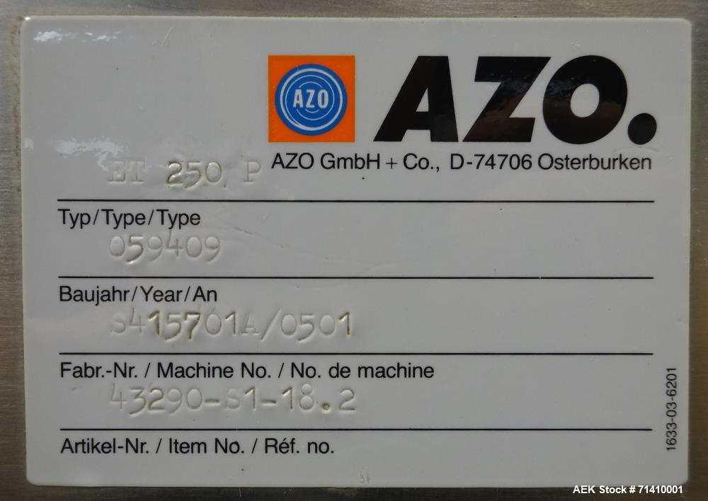 Used AZO Model ET 250 P Feeding Hopper