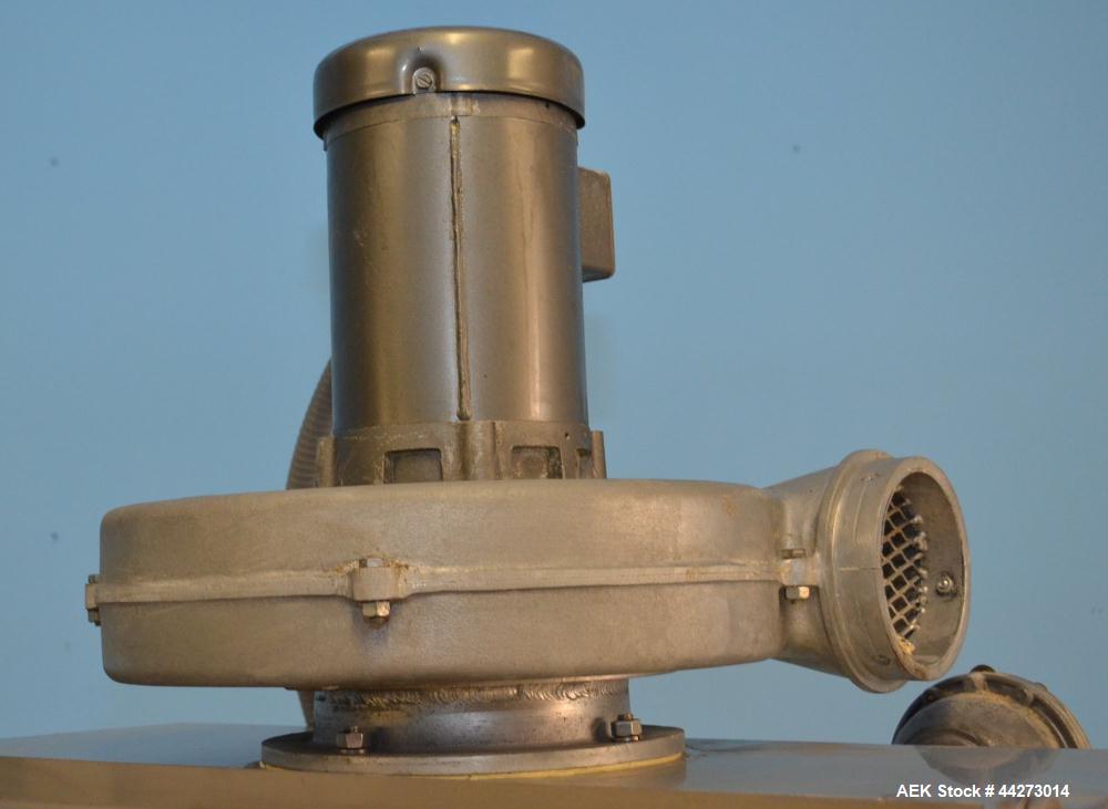 Used Hapman Vibrating Dump Station, Stainless Steel. Includes a Dust Collector. Approximate 30” long x 16” wide x 37” high dump area with grate. Dust Collector with Pulsing Air System for Cleaning Fi...
