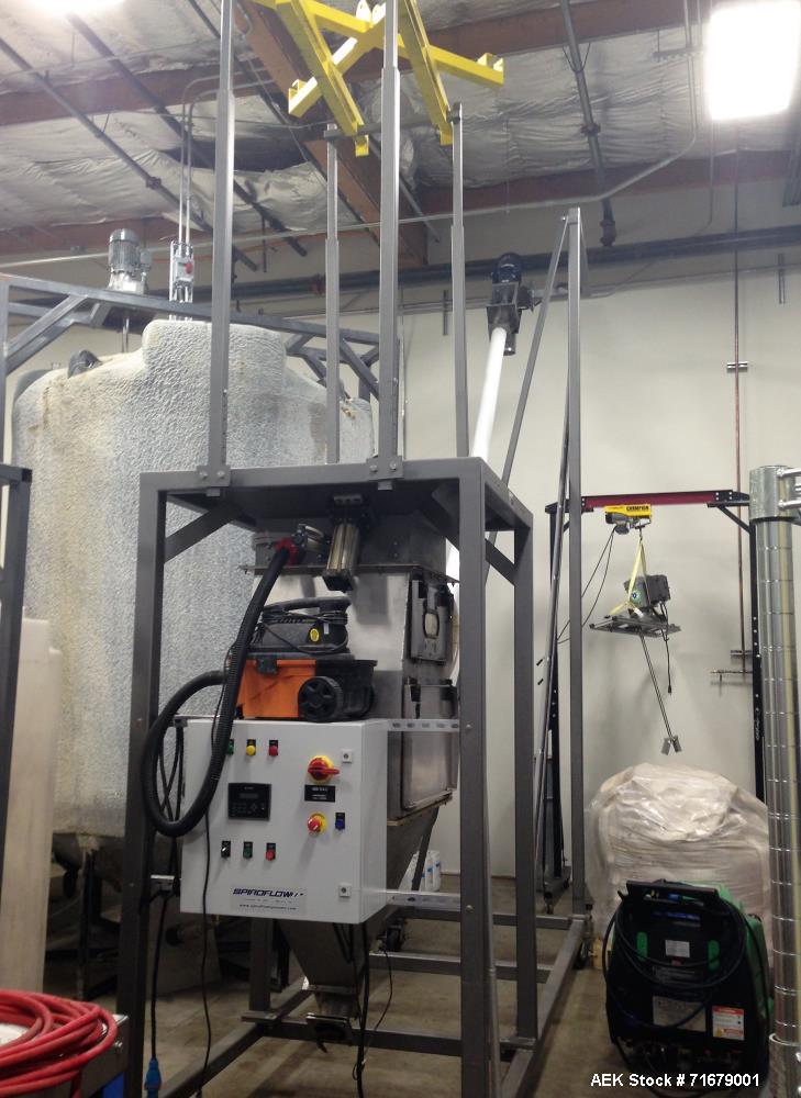 Used Spiroflow Type 2 Bulk Bag Discharging System with Screw Conveyor, Model SSI-101. Includes: Integral bag dump station, controls with VFD (variable frequency drive ((motor controller)) for flexibl...