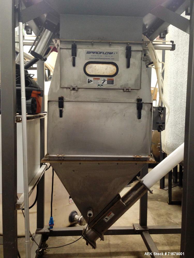 Used Spiroflow Type 2 Bulk Bag Discharging System with Screw Conveyor, Model SSI-101. Includes: Integral bag dump station, controls with VFD (variable frequency drive ((motor controller)) for flexibl...