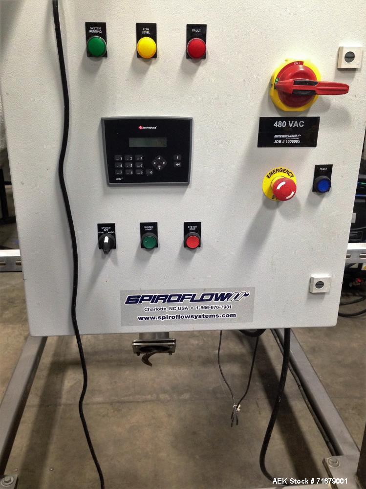 Used Spiroflow Type 2 Bulk Bag Discharging System with Screw Conveyor, Model SSI-101. Includes: Integral bag dump station, controls with VFD (variable frequency drive ((motor controller)) for flexibl...