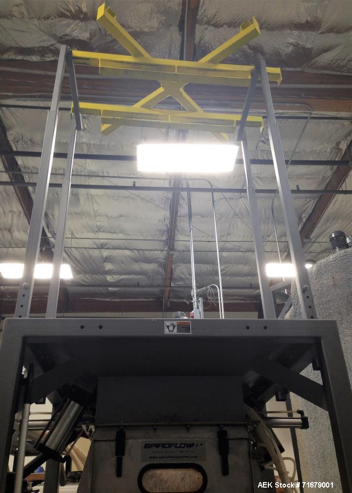 Used Spiroflow Type 2 Bulk Bag Discharging System with Screw Conveyor, Model SSI-101. Includes: Integral bag dump station, controls with VFD (variable frequency drive ((motor controller)) for flexibl...