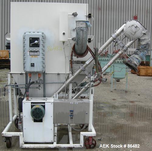 Used Spiroflow Systems Mobile Bag Dump/Loading System, Model CO-190, 304 Stainless Steel, Consisting Of: (1) bag dump station, approximately 41" wide x 19" deep with hinged front door, (1) top mounte...