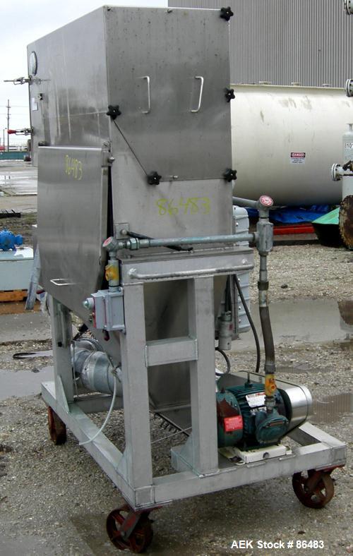 Used Spiroflow Systems Mobile Bag Dump/Loading System, Model Z0807, 304 Stainless Steel, Consisting Of: (1) bag dump station, approximately 40" wide x 19" deep with hinged front door; (1) top mounted...