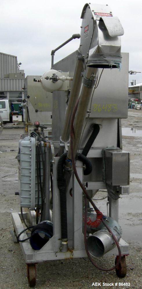 Used Spiroflow Systems Mobile Bag Dump/Loading System, Model Z0807, 304 Stainless Steel, Consisting Of: (1) bag dump station, approximately 40" wide x 19" deep with hinged front door; (1) top mounted...