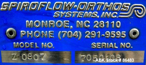 Used Spiroflow Systems Mobile Bag Dump/Loading System, Model Z0807, 304 Stainless Steel, Consisting Of: (1) bag dump station, approximately 40" wide x 19" deep with hinged front door; (1) top mounted...