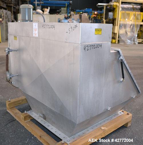 Used Young Industries Filtered Bag Dump Station, Size FBD 42-8. 304 Stainless Steel. 45’’ Wide  x 24’’ deep dump area. (7) Filter cages, (1) top mounted blower, driven by a 1-1/2 hp, 3/60/230/460 vol...