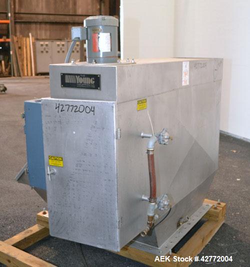 Used Young Industries Filtered Bag Dump Station, Size FBD 42-8. 304 Stainless Steel. 45’’ Wide  x 24’’ deep dump area. (7) Filter cages, (1) top mounted blower, driven by a 1-1/2 hp, 3/60/230/460 vol...
