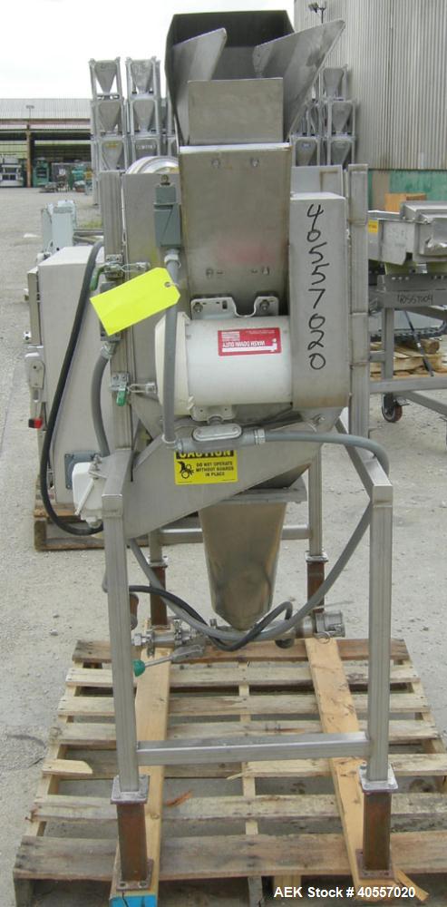 Used Product Saver bag breaker, model P.S. 241, 304 stainless steel. Manual feed with chute, ideal for pouches up to 1 pound. (2) approximately 6" diameter bag opening blades, driven by a 3/4 hp 3/60...