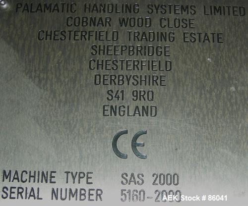 Used Stainless Steel Palamatic Semi-Automatic Bag Opener, Model SAS2000