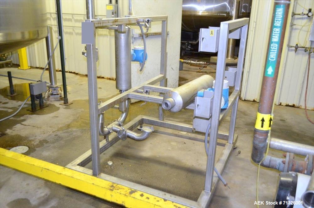 Used Blending Enzyme System including Top Mounted Super Sack Bag Unloading System with Hanger, Vacuum, Dust Filter, Blower, Wall Mounted Carbon Steel Electrical Enclosure Panel with Mettler Toledo Pa...