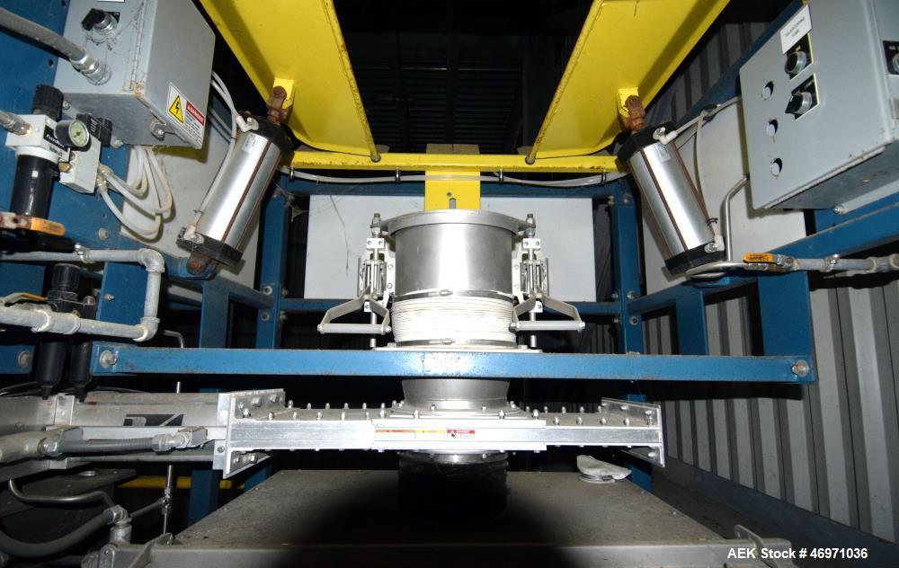 Used Flexicon BFH-C-X Half Frame Bulk Bag Discharger Frame. Includes (2) air operated bag holders, (1) Tele-Tube telescoping tube, (1) Salina Vortex slide valve, (1) Flexicon agitated hopper, (1) bal...