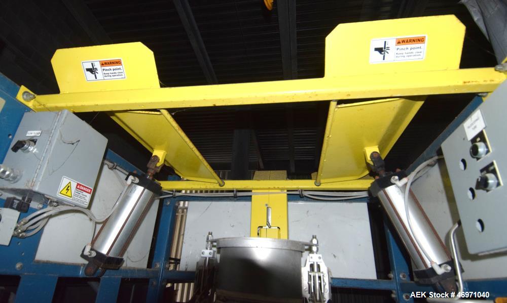 Used Flexicon BFH-C-X Half Frame. Includes (2) air operated bag holders, (1) Tele-Tube telescoping tube, (1) Salina Vortex slide valve, (1) Flexicon hopper, (1) ball valve. Mounted on a carbon steel ...
