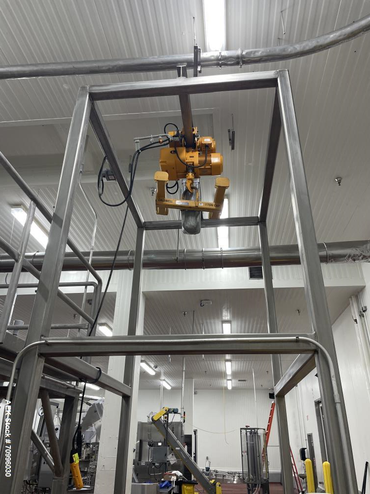 Used- Flexicon Super Sack Unloading Frame With Hoist. Stainless Steel. Unit is currently installed.
